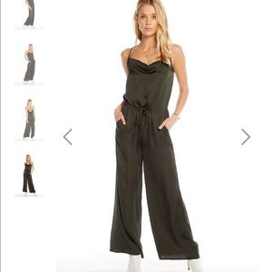 Chaser silky cowl neck adjustable back jumpsuit S